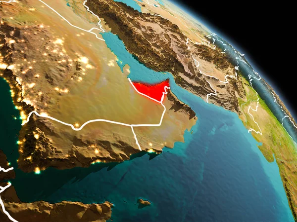 アラブ首長国連邦の軌道から朝 — ストック写真