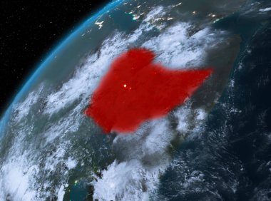 Planet Earth gece uzayda Etiyopya