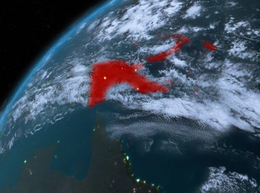 Papua Yeni Gine Planet Earth gece uzayda