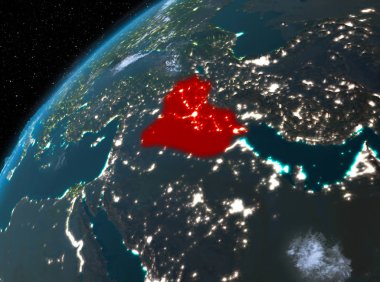 Irak Planet Earth gece uzayda