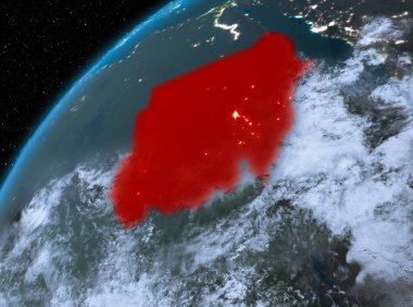 Sudan Planet Earth gece uzayda