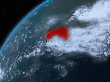 Planet Earth gece uzayda Gine