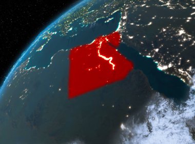 Planet Earth gece uzayda Mısır