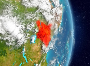 Kenya'nın yörünge görünümünde kırmızı