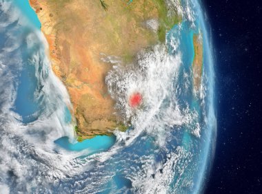 Lesotho, yörünge görünümünde kırmızı