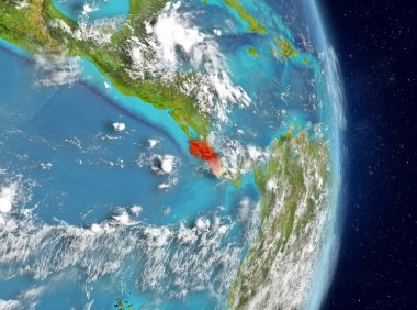 Kosta Rika görünümünde kırmızı yörünge