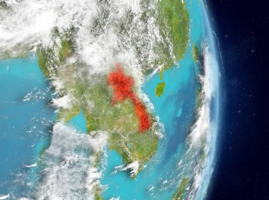 Laos yörünge görünümünde kırmızı