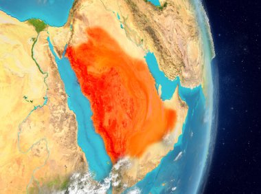 Suudi Arabistan görünümünde kırmızı yörünge