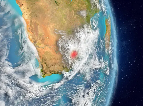 Lesotho, yörünge görünümünde kırmızı