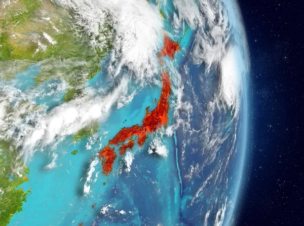 Προβολή τροχιά της Ιαπωνίας σε κόκκινο χρώμα — Φωτογραφία Αρχείου