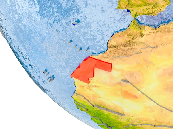 Western Sahara on globe