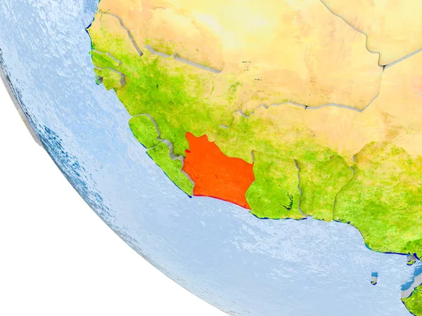Ivoorkust op wereldbol — Stockfoto