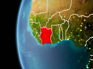 Fildişi Sahili akşam uzaydan