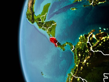 Kosta Rika akşam uzaydan