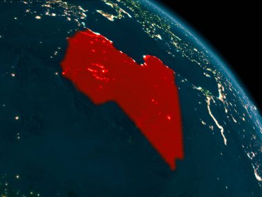 Libya dünya üzerindeki gece görünümü