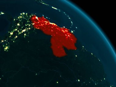 Venezuela yeryüzünde gece görünümü