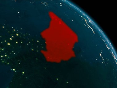 Yeryüzünde Çad'ın gece görünümü