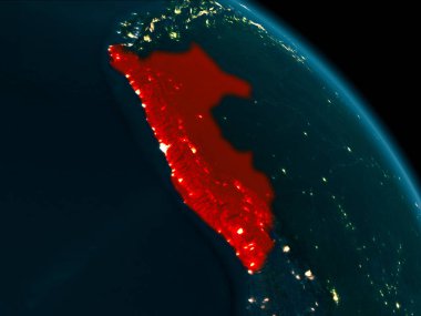Peru yeryüzünde gece görünümü