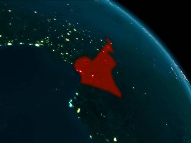 Kamerun dünya üzerindeki gece görünümü