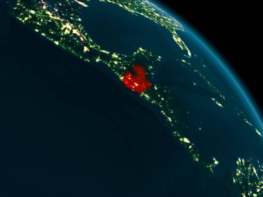 Guatemala yeryüzünde gece görünümü