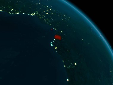 Ekvator Ginesi yeryüzünde gece görünümü