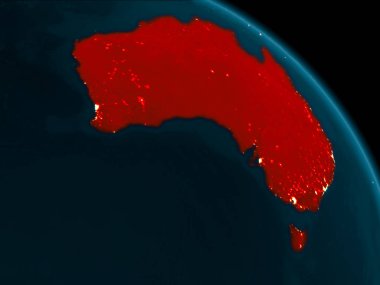 Avustralya dünya üzerindeki gece görünümü