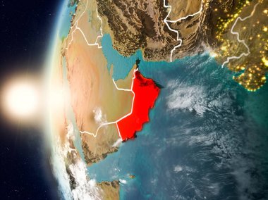 Yeryüzünde günbatımı sırasında Umman