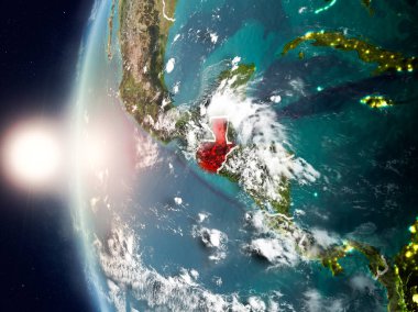 Yeryüzünde günbatımı sırasında Guatemala