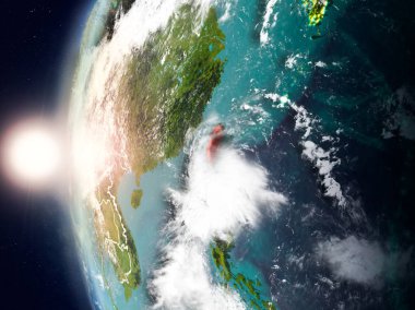 Yeryüzünde günbatımı sırasında Tayvan