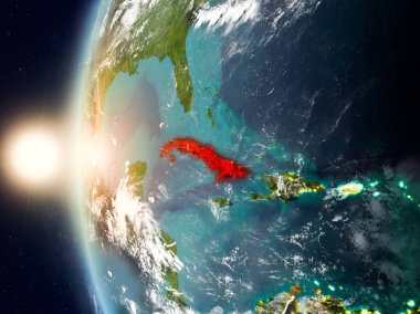 Yeryüzünde günbatımı sırasında Küba