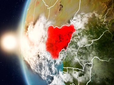 Yeryüzünde günbatımı sırasında Nijerya