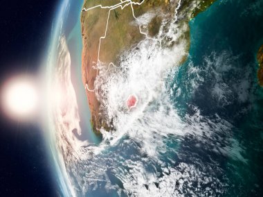 Yeryüzünde günbatımı sırasında Lesotho