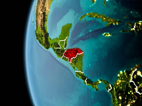 Honduras from space in evening — Stock Photo, Image