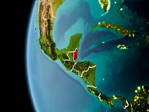 Belize from space in evening — Stock Photo, Image