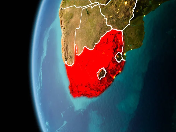 Sudáfrica desde el espacio por la noche — Foto de Stock