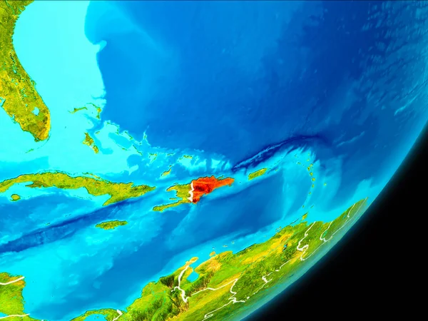 Vue en orbite de la République dominicaine — Photo