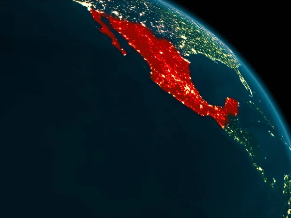 Night view of Mexico on Earth