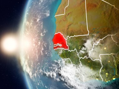Yeryüzünde günbatımı sırasında Senegal