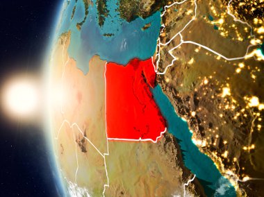 Yeryüzünde günbatımı sırasında Mısır