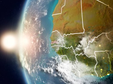 Yeryüzünde günbatımı sırasında Gambiya