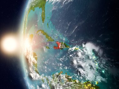 Yeryüzünde günbatımı sırasında Haiti