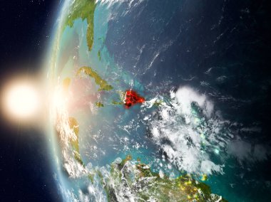 Yeryüzünde günbatımı sırasında Dominik Cumhuriyeti