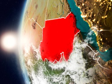 Yeryüzünde günbatımı sırasında sudan