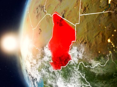 Yeryüzünde günbatımı sırasında Chad