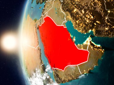 Yeryüzünde günbatımı sırasında Suudi Arabistan