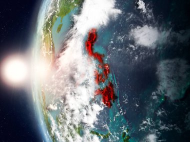 Yeryüzünde günbatımı sırasında Filipinler
