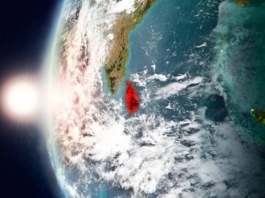 Yeryüzünde günbatımı sırasında Sri Lanka