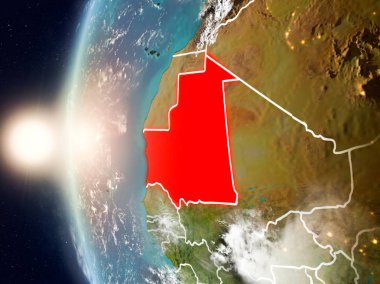 Yeryüzünde günbatımı sırasında Moritanya