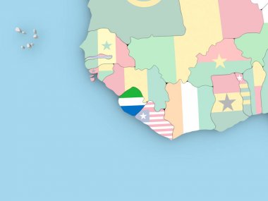 Dünya üzerinde bayrak ile Sierra Leone Haritası