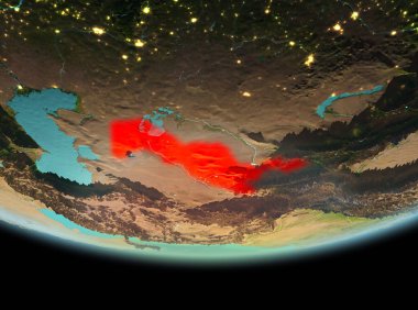 Dünya üzerinde gece Özbekistan